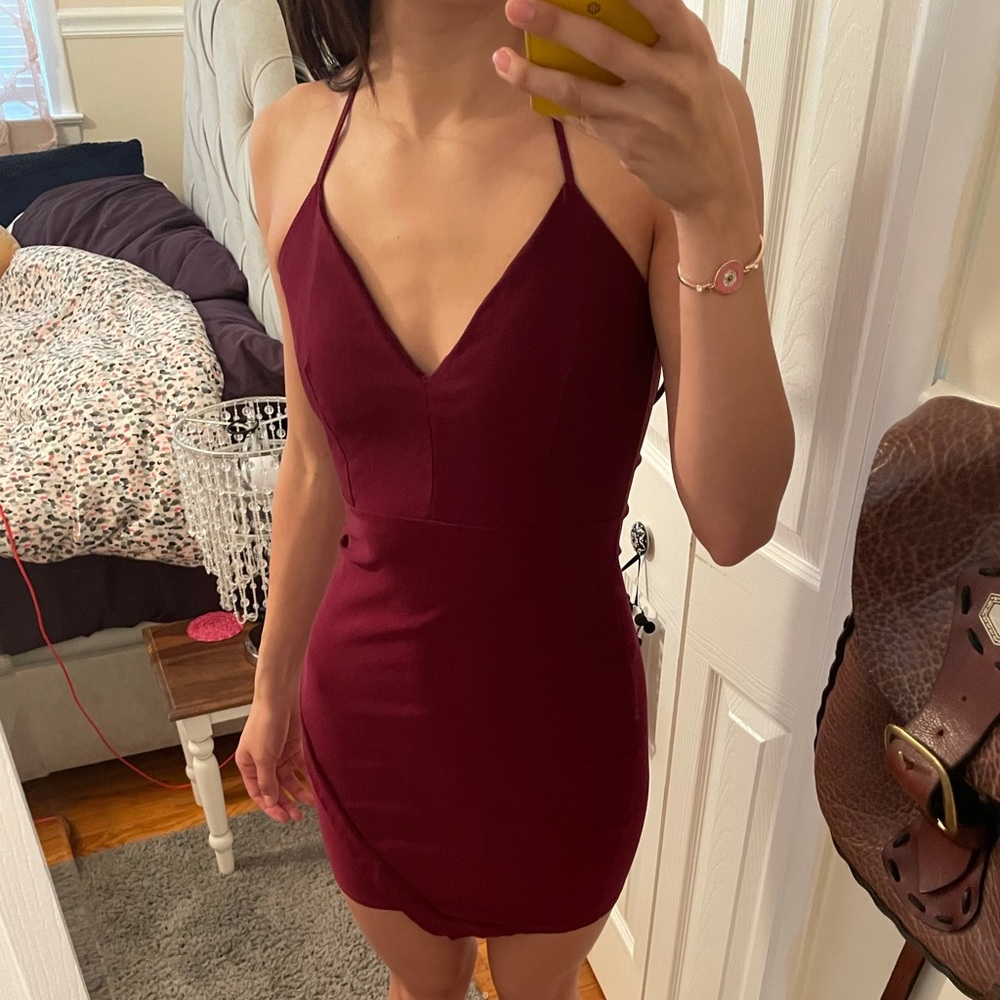 Maroon body con dress